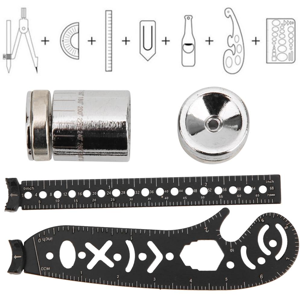 Черный железный многофункциональный чертежный инструмент линейка инновационный покраска магнитный компас измерение черный