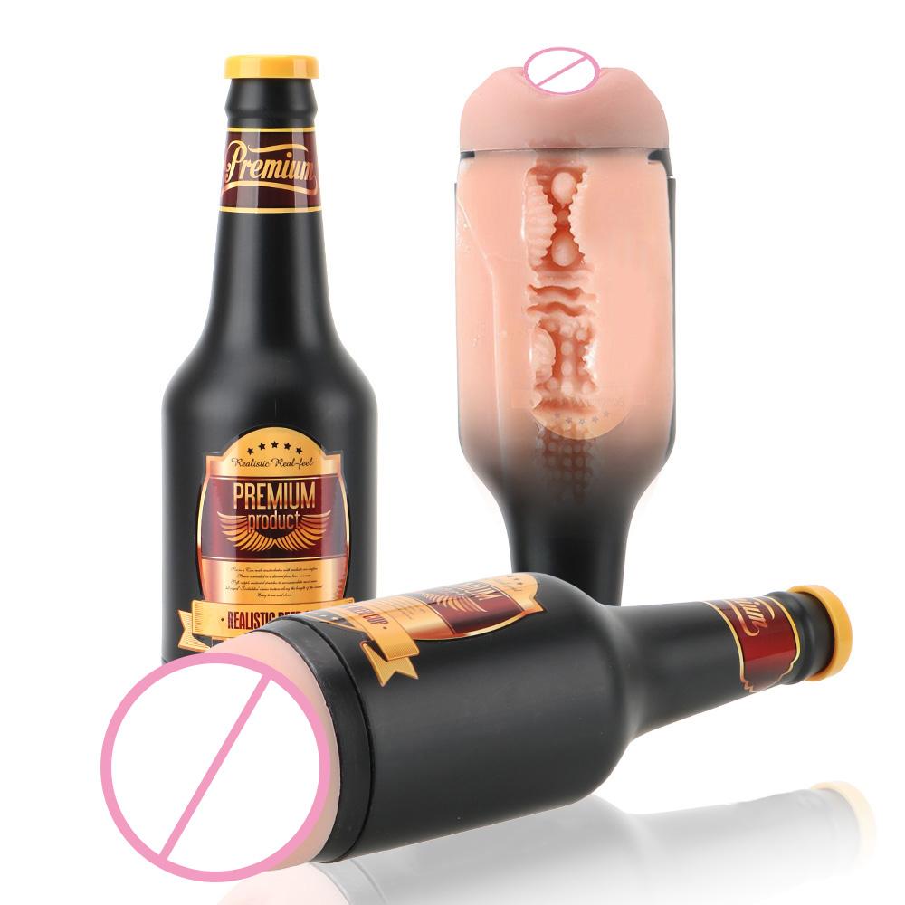 Ручной мужской мастурбатор Мягкая Оральная Киска Реальная Вагина Портативная Бутылка Пива Секс-Игрушки для Мужчин Подарок Эротическая Игрушка для Взрослых Секс-Машина