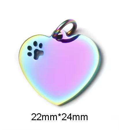 Customized Mirror Polished Hollow Paw Heart Tags Stainless Steel Pendants For DIY Personalized ID/Name/Logo/Text Jewelry