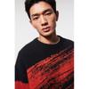 H M Loose Fit Jacquard Knit juMper Black Red Pattern