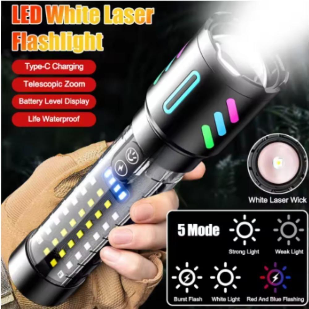 Высокомощный светодиодный фонарик с зарядкой от USB, COB-фонарь, самый мощный тактический фонарь для кемпинга на открытом воздухе