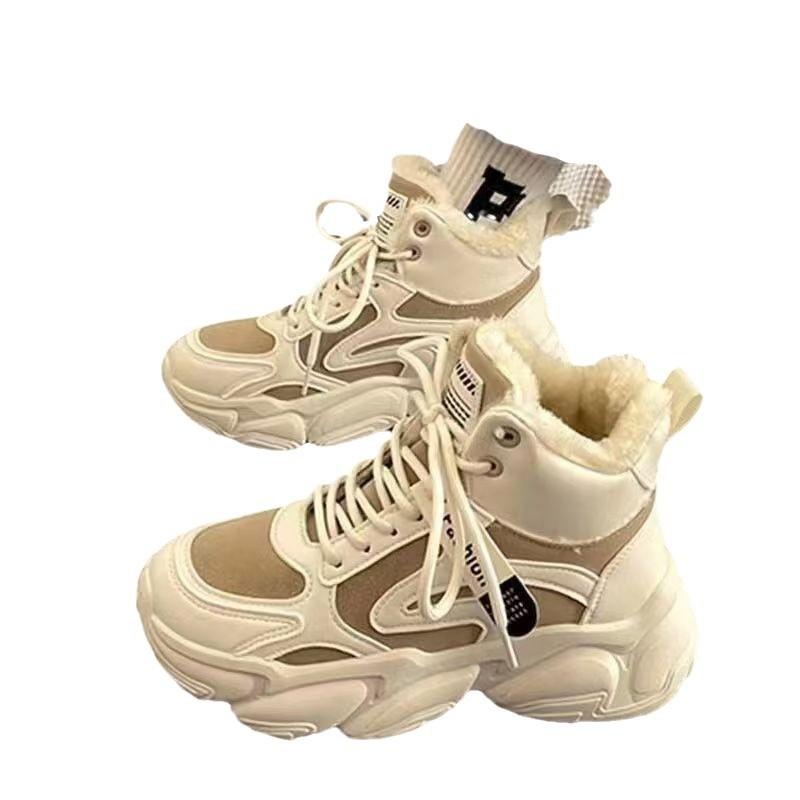 Maillard высокие хлопковые туфли для папы женские зимние 2024 года взрывные флисовые утолщенные толстые подошвы усиленные универсальные термообувь повседневные