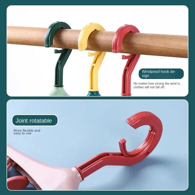 1шт многофункциональная ветрозащитная сушилка с 8 зажимами для одежды, нижнего белья, носков, пластиковая вешалка для одежды карамельного цвета