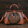 Luxury Handbag Vintage Handmade Totem Embossed Women Bag Versatile Shoulder Bags Large Capacity Backpack