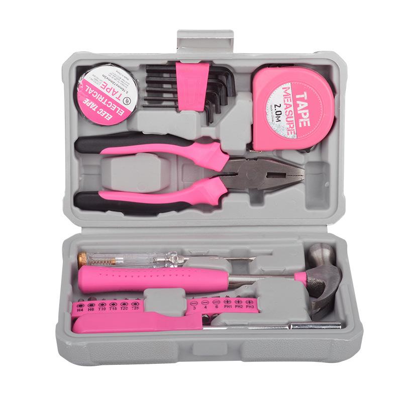 Pink Multi-functional Hardware Toolbox Set for Household Repairs