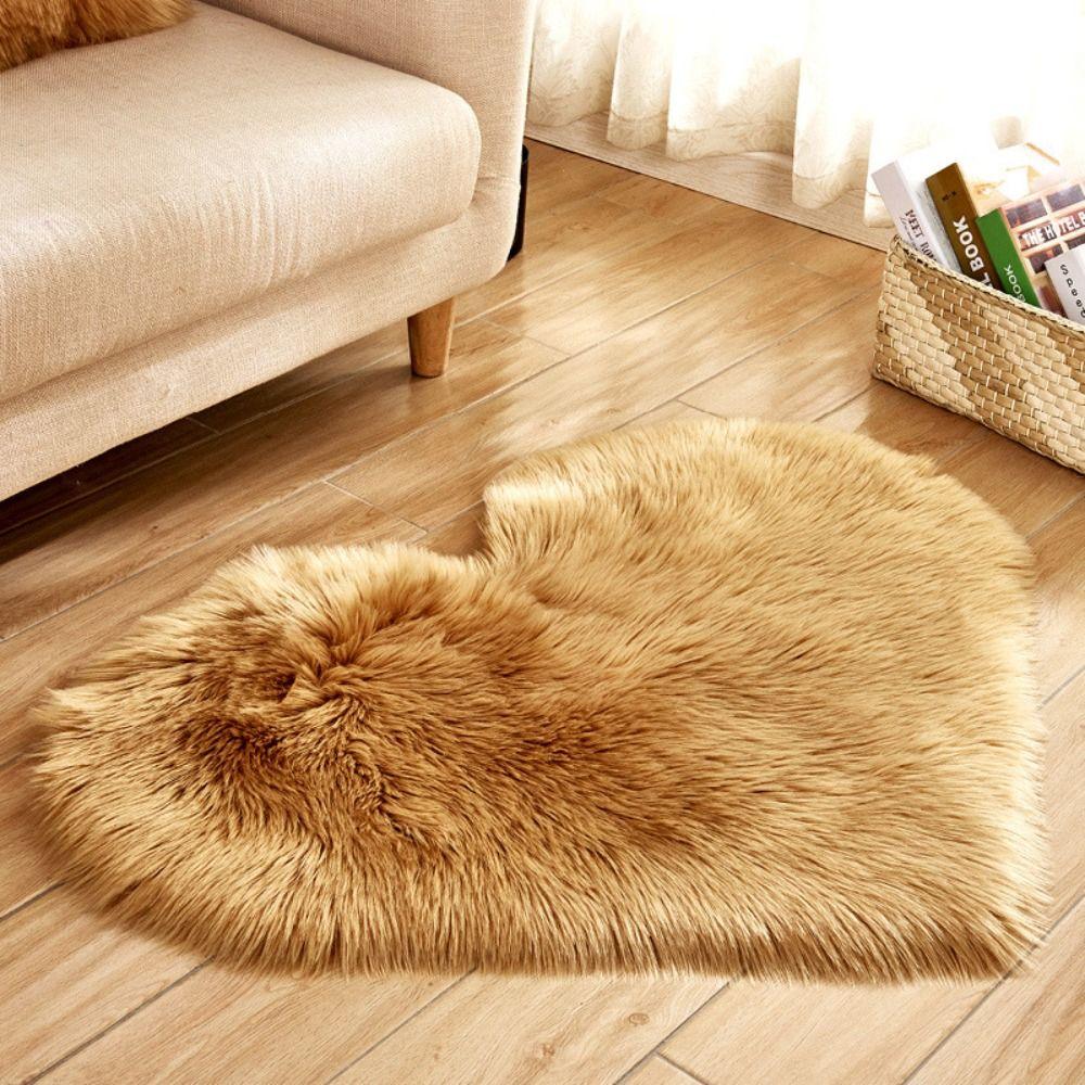 Bedroom Decorative Faux Wool Heart Shaped Carpet Chair Cover Floor Mats Sofa Cushion Seat Pad