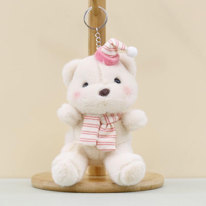 Adorable Plush Teddy Bear Keychain Cute Soft Stuffed Animal Toy With Hat