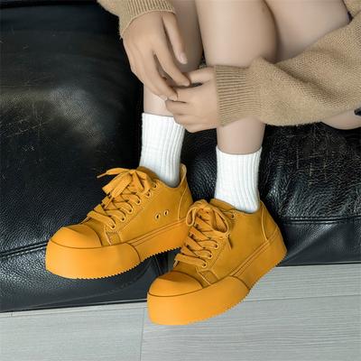 Нишевая мужская и женская обувь на доске дышащая толстая подошва увеличивающая рост обувь с большим носком обувь на доске с загнутым носком с продвинутым дизайном 55426 желтая -J