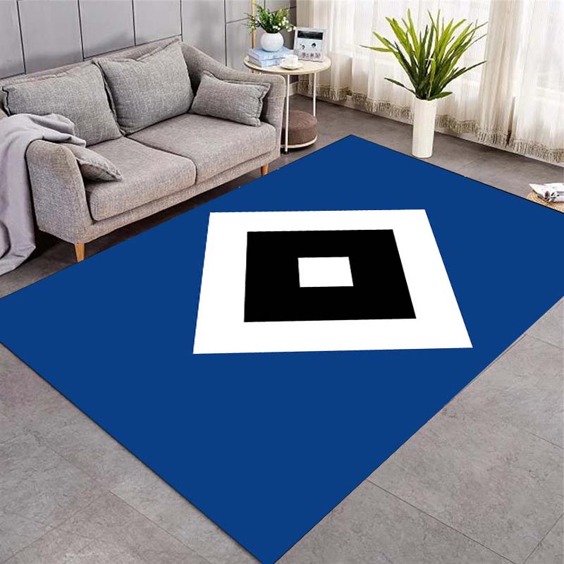 Hamburger SV Club Square Logo Simple Area Rug, Non Slip Solid Blue Floor Mat for Living Room Bedroom German Soccer Fan Decor
