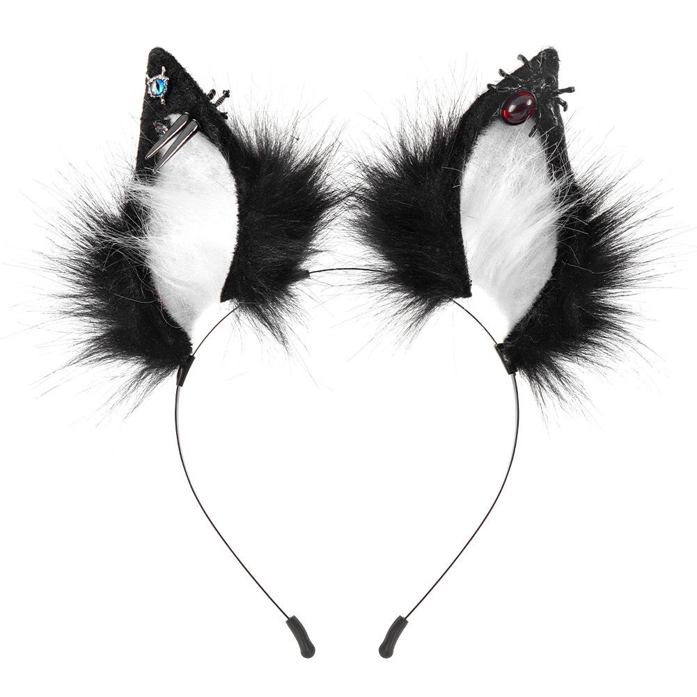 Simulated fox ears cosplay Plush animal ear headband Halloween dark spider cat ear headband hair accessory
