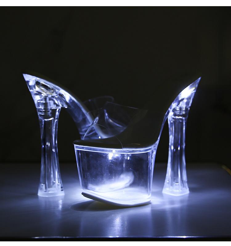Women's Thick Heel Luminous High Night Club Shoes Sandals Shoes Catwalk Pole Dance Shoes Crystal Sole LFD-10367-Q2