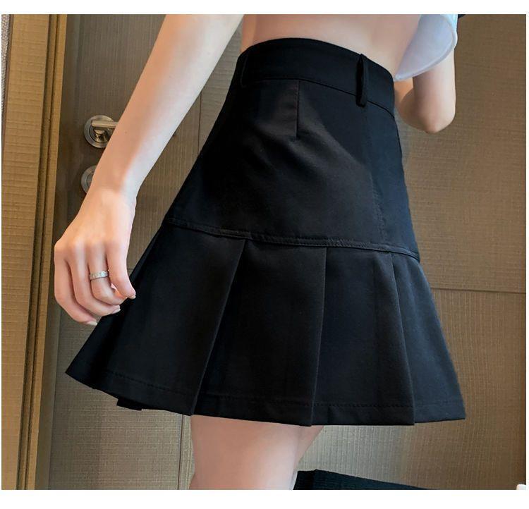 Юбка миди А-силуэта с плиссировкой и хвостом русалки в стиле колледжа 2024 года, маленького размера, с высокой талией