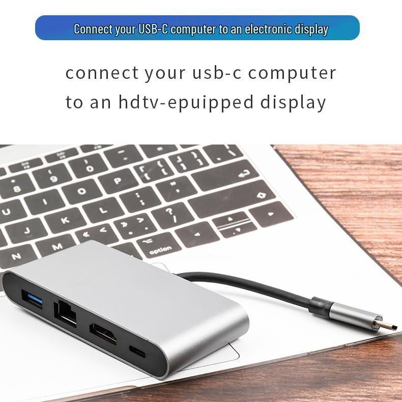 Универсальная док-станция 4-в-1 USB-C для ноутбука/iPad Apple с HD-конвертером, USB 3.0 и сетью 100 Мбит/с