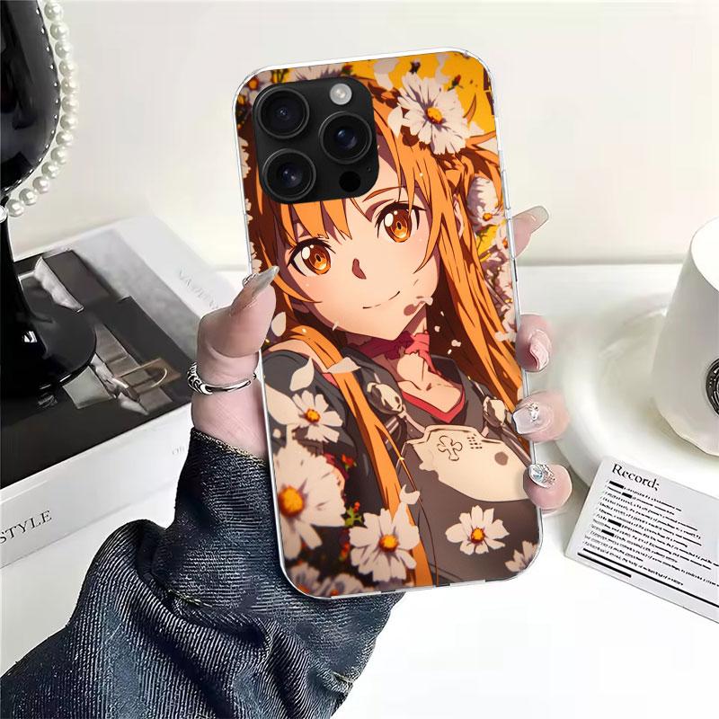Аниме Sword Art Online SAO Мягкий чехол для телефона для IPhone 11 17 Air 16E 16 Pro Max 15 + 14 Plus 13 Mini 12 Apple 7 SE 8 Fundas Coque