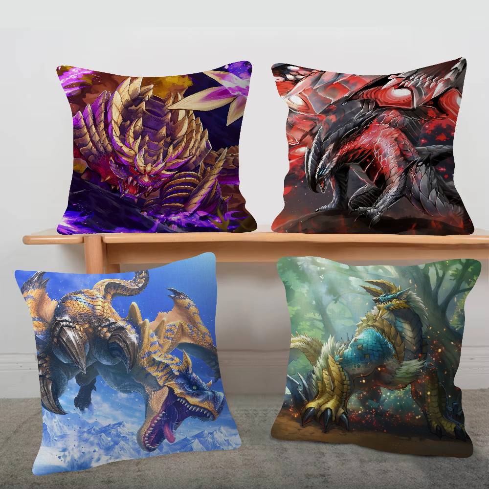 ИГРА Monster Hunter Наволочки Мультяшные Декоративные для Дивана Домашние Двусторонние Короткий Плюш Милые Наволочки