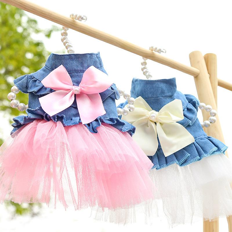 Denim Sphynx Cat Dress Skirt Summer Girl Female Pet Clothes For Cats Gotas Kitten Garfield Dresses Mascotas Costume Dog Clothing