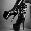 Sexy Women Patent Leather Glossy Tube Boots Nightclub Performance Pole Dance Shoes Model Catwalk Plus Size