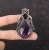 Подвеска со звездным аметистом, подвеска с медной проволокой, оригинальный кулон с драгоценным камнем, подвеска с медной проволокой, ювелирное изделие в подарок для него, подвеска ручной работы для женщин