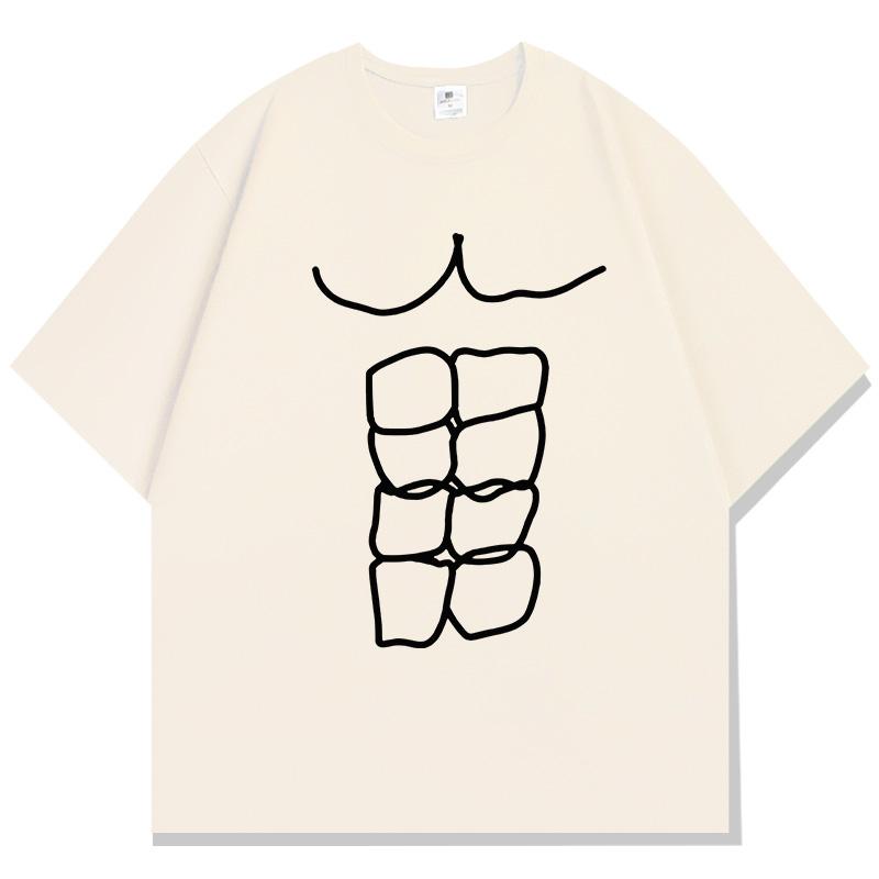 Fun Fitness Abdominal Muscle Print Tshirt Unisex Short Sleeve Tshirt Unisexs Sports Top Summer Streetwear Graphic T Shirts