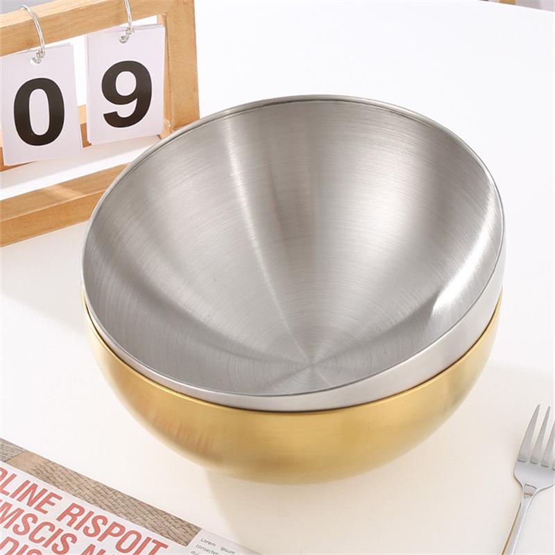 2 шт., нержавеющая сталь, миска для салата из лапши, серебряная, золотая, кухонная, фруктовая, миска для рамена, контейнер для смешивания яиц, корейская посуда 15/20 см