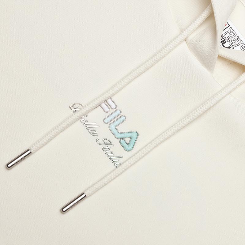 Fila Fashionable Casual Knitted Hoodie Women Hoodies Cloud-Mushroom-White F11W518206FWT