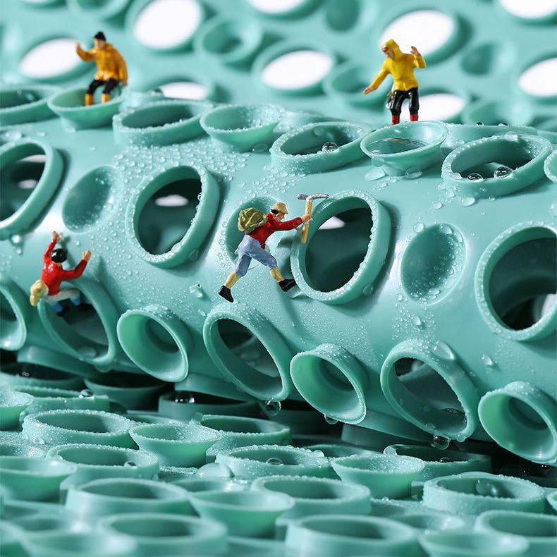 Pvc Bathroom Anti-slip Mat Pad Odorless Shower Long Bath Tub Floor Toilet Water Trap Rug Bathtub Mat with Suction Cups and Drainage Holes Soft On Feet