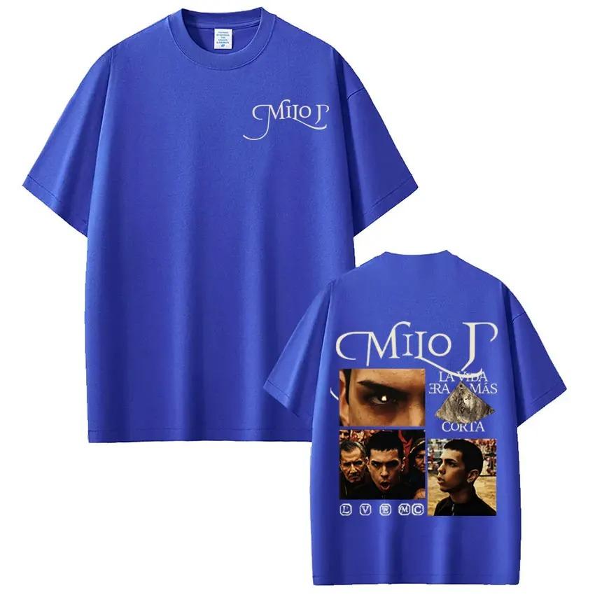 Rapper Milo J La Vida Era Mas Corta Album TShirt Unisex Vintage Casual Loose Short Sleeve Cotton Harajuku Style TShirt