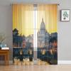 St Architecture River Luxurious Chiffon Sheer Curtains for Living Room Bedroom Decoration Window Voiles Tulle Curtain