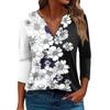 Women's T Shirt Tee Printed 3/4 Sleeve Daily Weekend Fashion Basic V Neck Regular Top