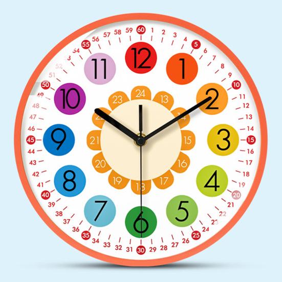 Настенные часы Научного дизайна Легко читаемые Бесшумные не тикающие Цветные часы на батарейках Классная комната Детский сад Время обучения Инструмент