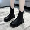 Модные новые роскошные ботинки челси женские ботильоны модные зимние туфли короткие ботинки на платформе женские брендовые ботинки на толстом каблуке черные