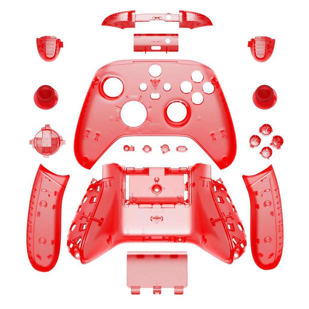 EXtremeRate Полный набор кнопок для Xbox Series X S Прозрачная замена Боковые накладки Грипсы Крышка передней и задней панели для беспроводного контроллера Xbox Core Не &