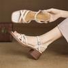 Модные новые летние сандалии Сандалии из спилковой кожи для женщин Модные сандалии на высоком каблуке с квадратным носком Женская обувь Женские гладиаторские сандалии
