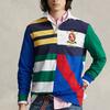 Polo Ralph Lauren SS23 Полосатая рубашка поло с цветными блоками и принтом в виде значка, с длинным рукавом, мужские топы, многоцветные MNPOKNI16822736-410