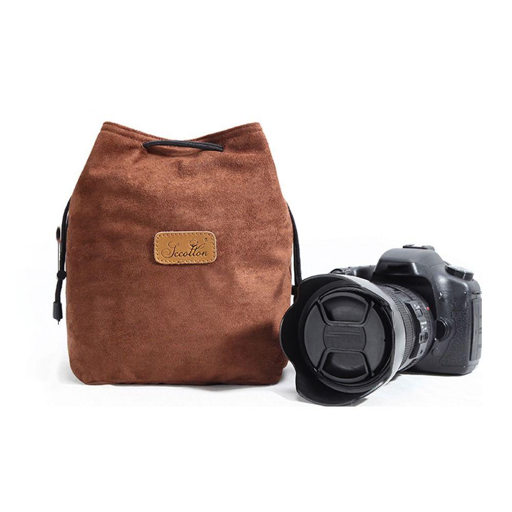 Portable Camera Storage Bag Soft Lens Protective Case Vintage Lens Pouch for Canon/Nikon Camera