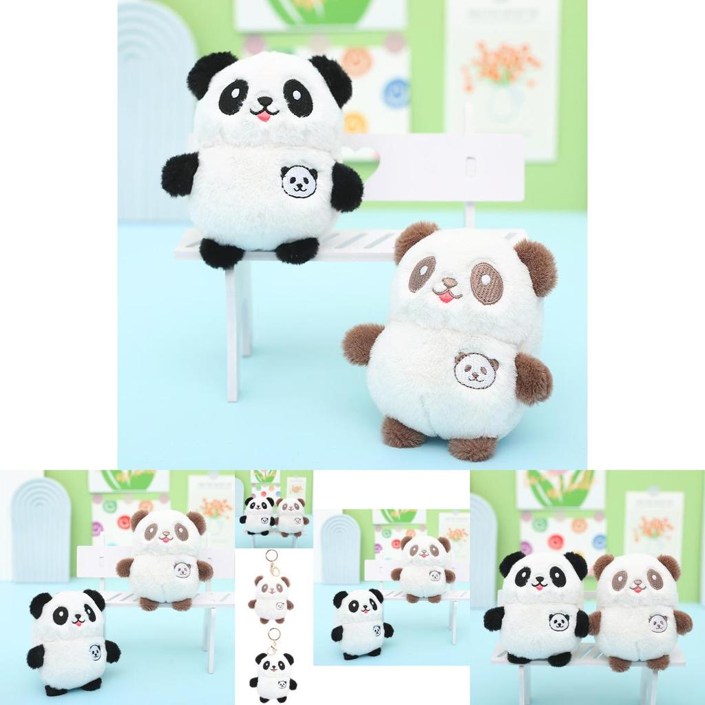 Cute Panda Plush Keychain Soft Snow Mink Fur Stuffed Animal Bag Charm