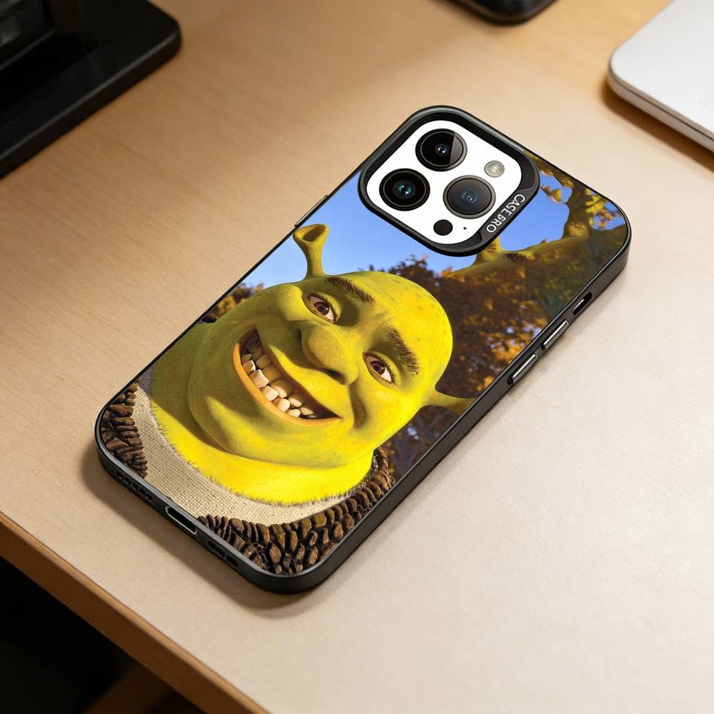 Милый чехол для телефона S-Шрек для iPhone 17,16,15,14,13,12,11 Plus,Pro Max,XS,Цветная Посеребренная Внутренняя Крышка