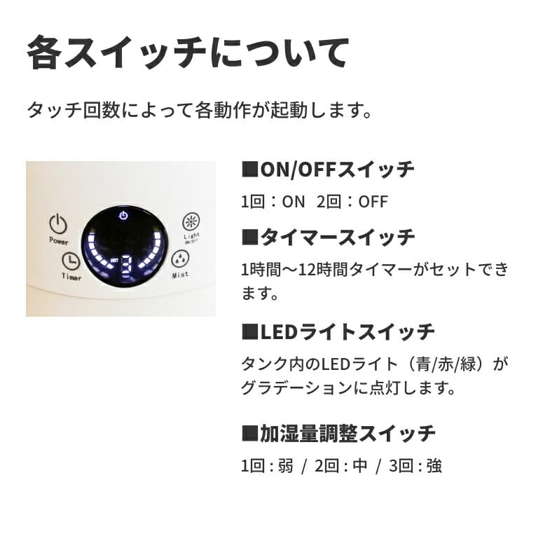 Hypochlorous Acid Water Compatible Sprayer Large Capacity Stylish Tabletop Ultrasonic Humidifier 2.8L