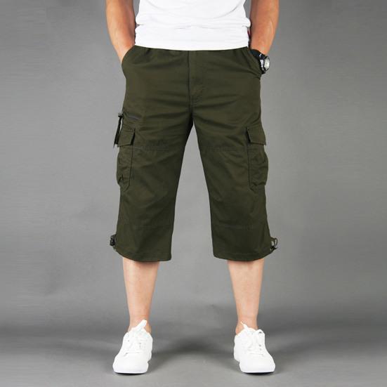 Мужские брюки длиной до икр, свободные брюки-карго с затягивающимся шнурком, летние повседневные спортивные брюки с несколькими карманами на молнии для повседневной носки, для спорта и улицы