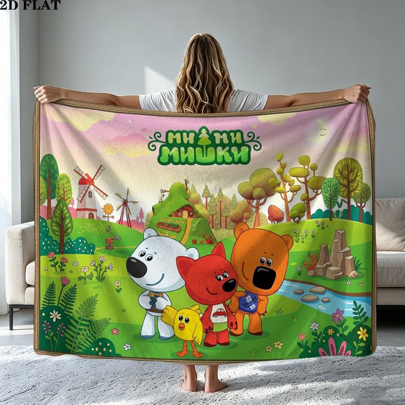 Be-be-bears Print Flannel Blanket High Quality Warm Comfortable Cover for All Seasons Perfect for Gifts Home Decor