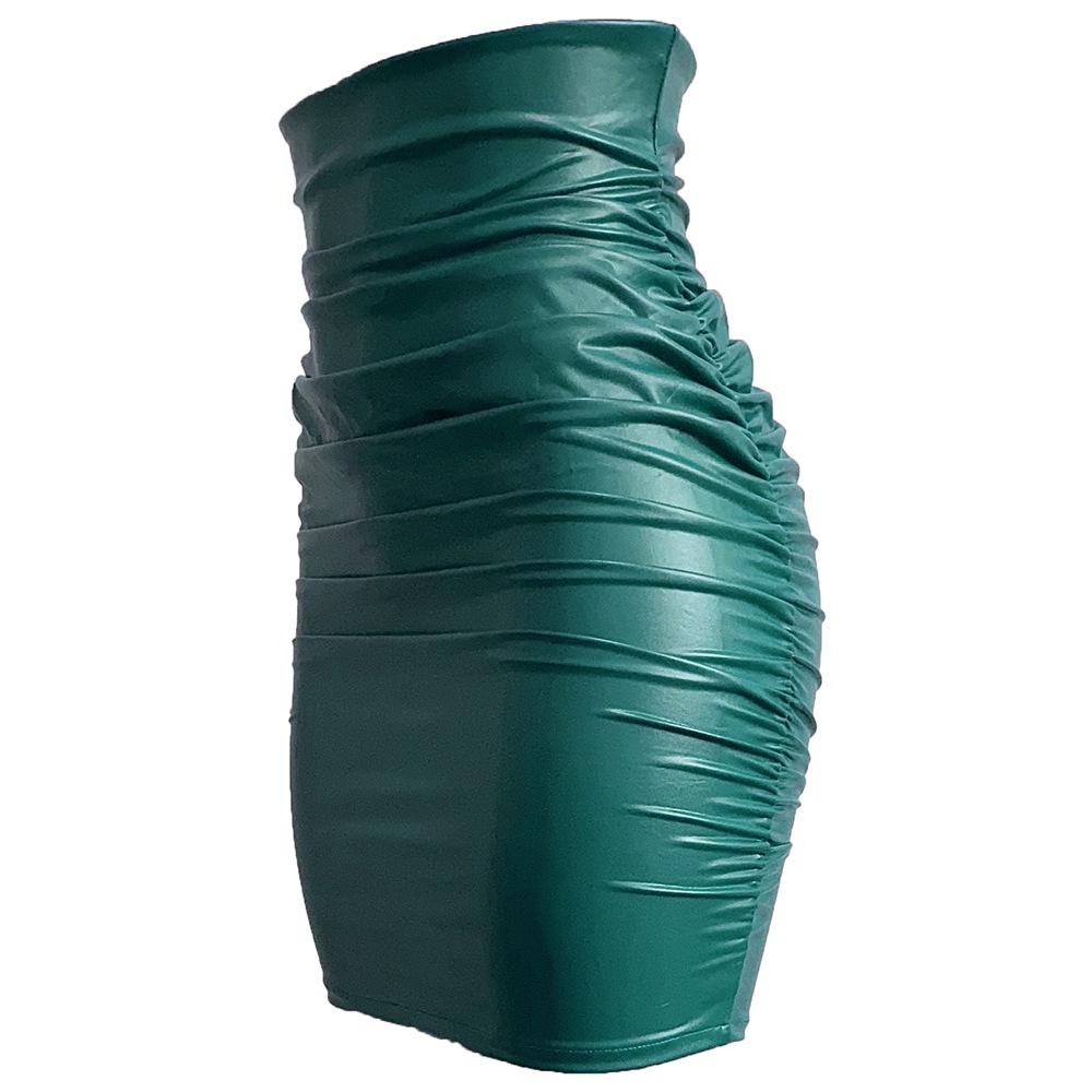 Европейская и американская юбка больших размеров из искусственной кожи с плиссировкой - обтягивающая бедра, короткая юбка для женщин