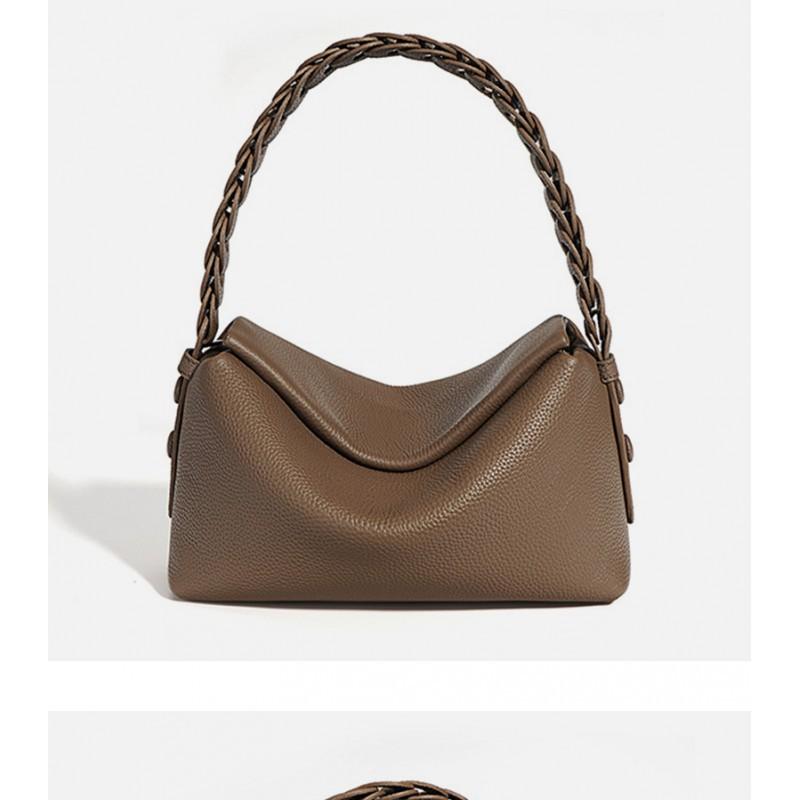 Small Woven Pillow Bag Genuine Leather Versatile Handbag Commuting Shoulder Large Capacity Simple Crossbody