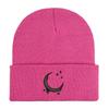 Moon star embroidered flower knitted hat autumn and winter wool hat outdoor cycling pullover hat