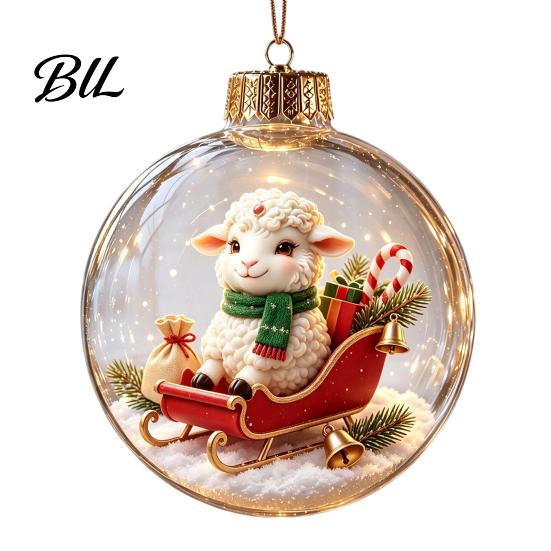 Decorative Hanging Balls Glowing Christmas Story Ornament, Light?Up Mini Holiday Scene Ball with Warm Garden Party Ornaments LED Light, Clear