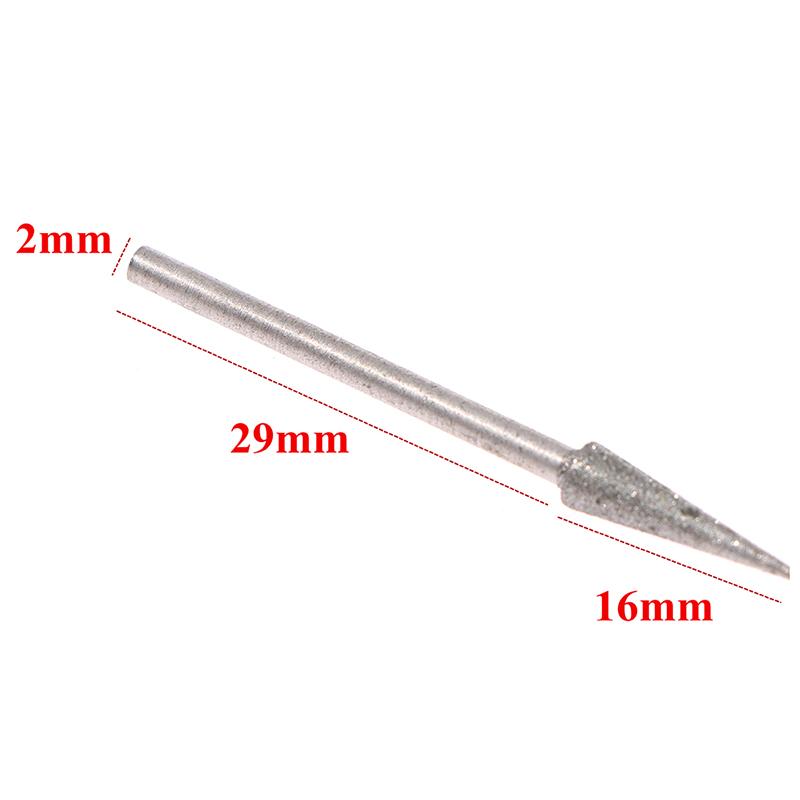 6Pcs 1-4Mm Diamond Grinding Head Needle Bits Burrs Engraving Carving Tool 2.35Mm