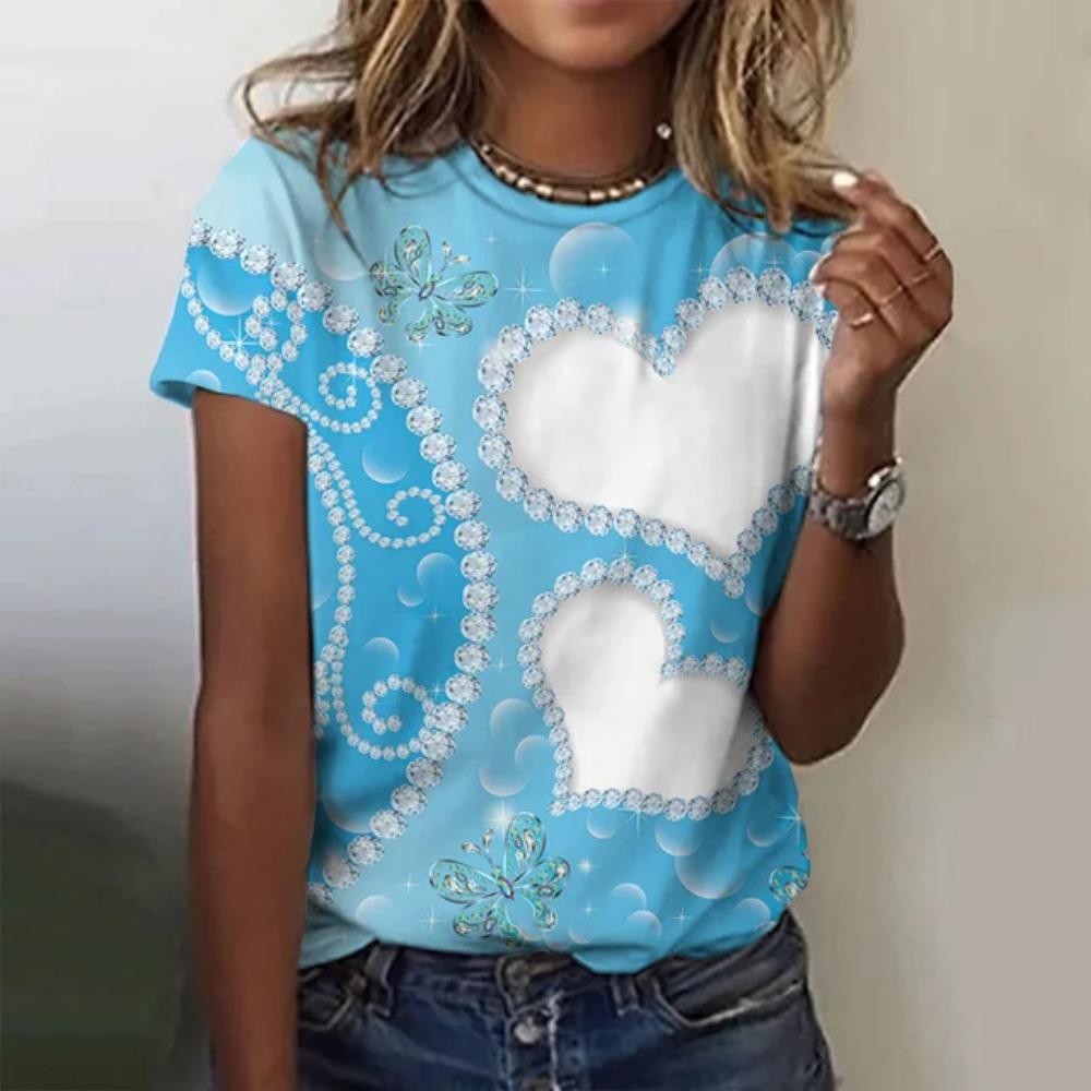 Летняя модная женская футболка с круглым вырезом и принтом в виде бабочки, футболка с принтом Y2k Harajuku, ретро-топ, футболка, свободная одежда