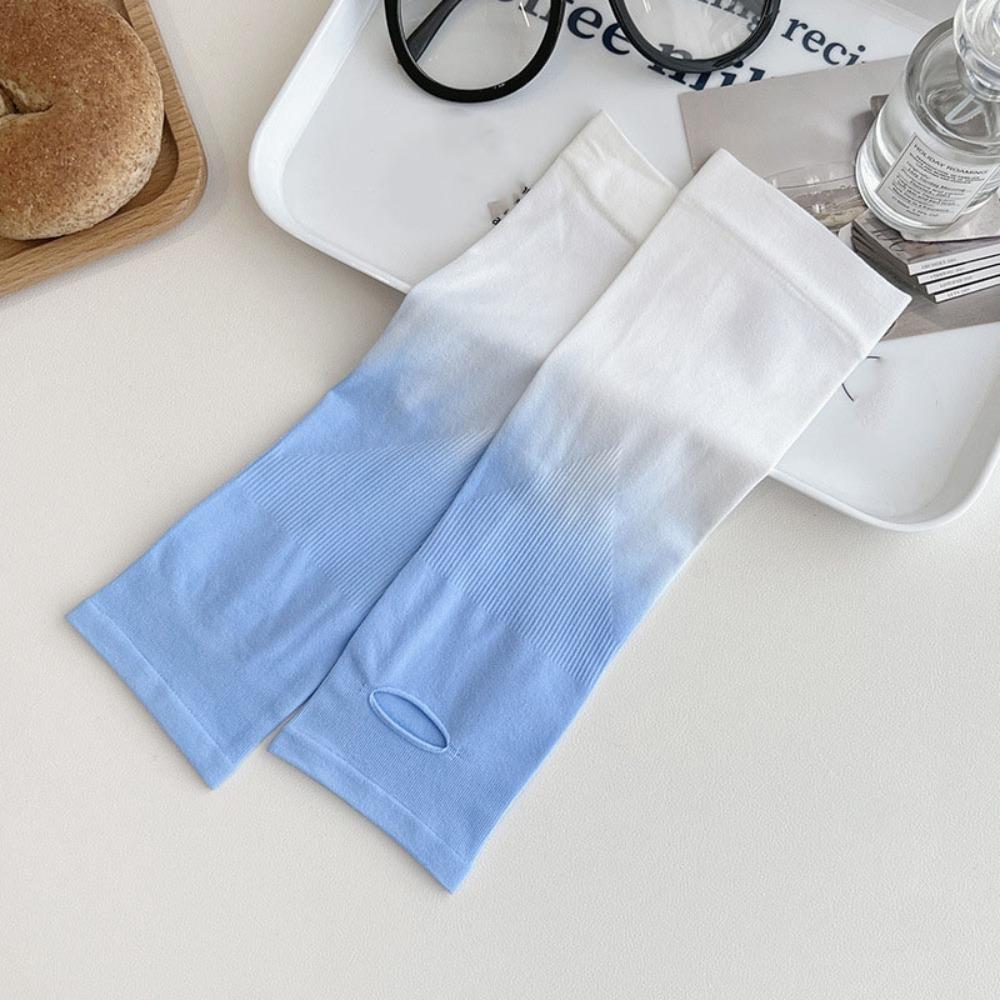 Spandex Ice Silk Arm Sleeves Polyester Sun Protection Arm Cover Gradient Color Sleeve  Beach