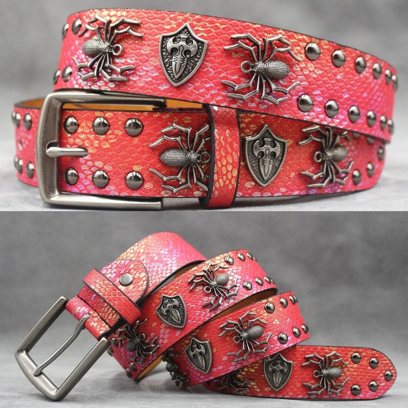 Punk Belt Men Women Rivet Decor PU Leather Waistband Casual Versatile