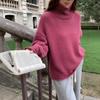 Women's European-Style High-End Pure Wool High Neck Sweater: Autumn/Winter Soft, Thickened, Rolled Edge, Loose Fit.