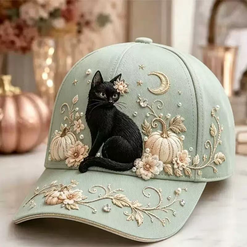 New Dark Pumpkin Big Brim Ghost 3D Printed Hat Vintage Gothic Halloween Baseball Cap